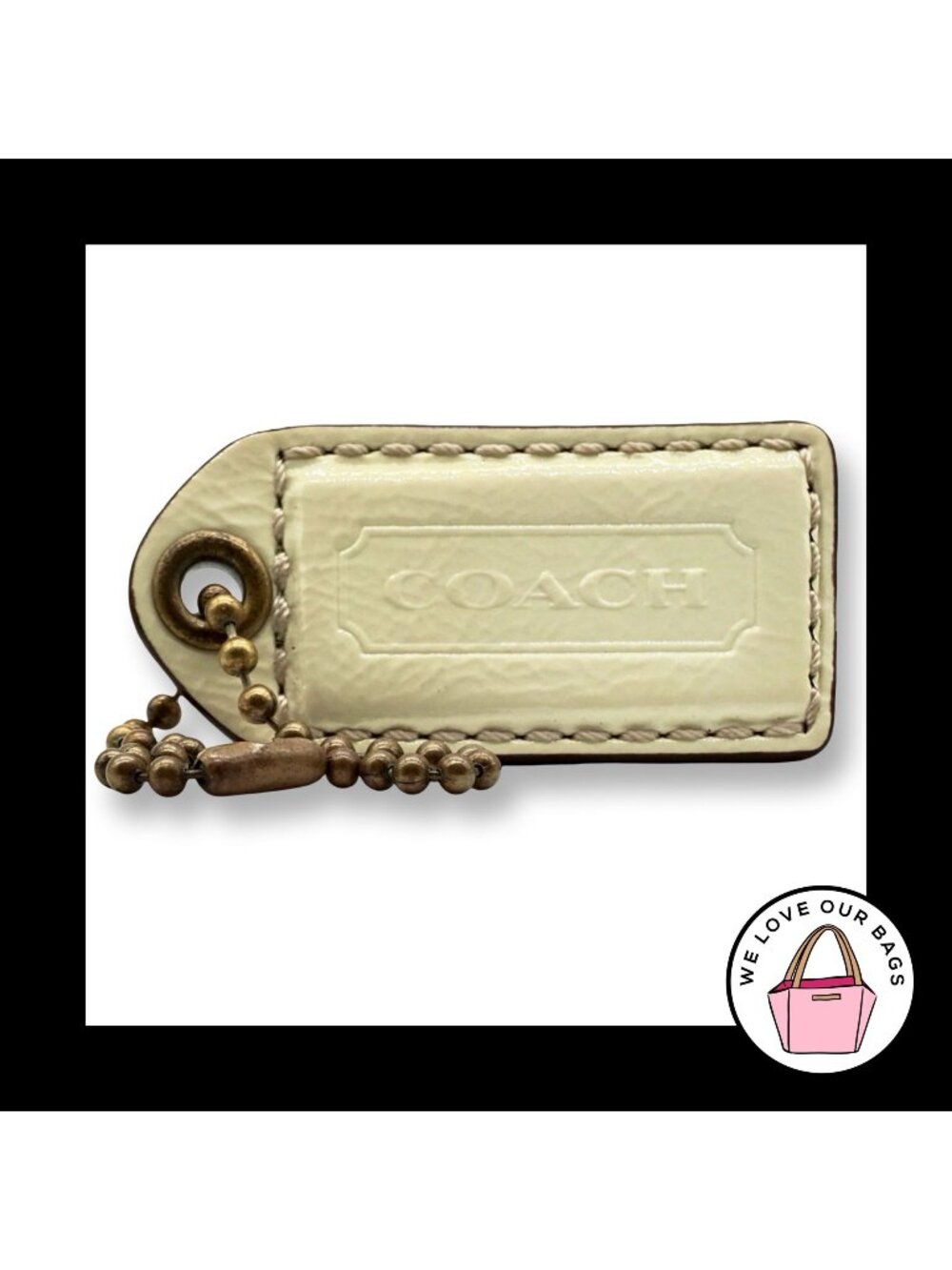 65th Anniversary Vintage COACH HANG TAG 2.25" Bag Charm Keychain Fob Leather